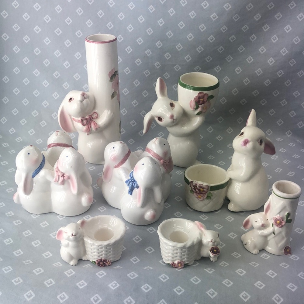 Bunny Candle Holder Lot Set of 8